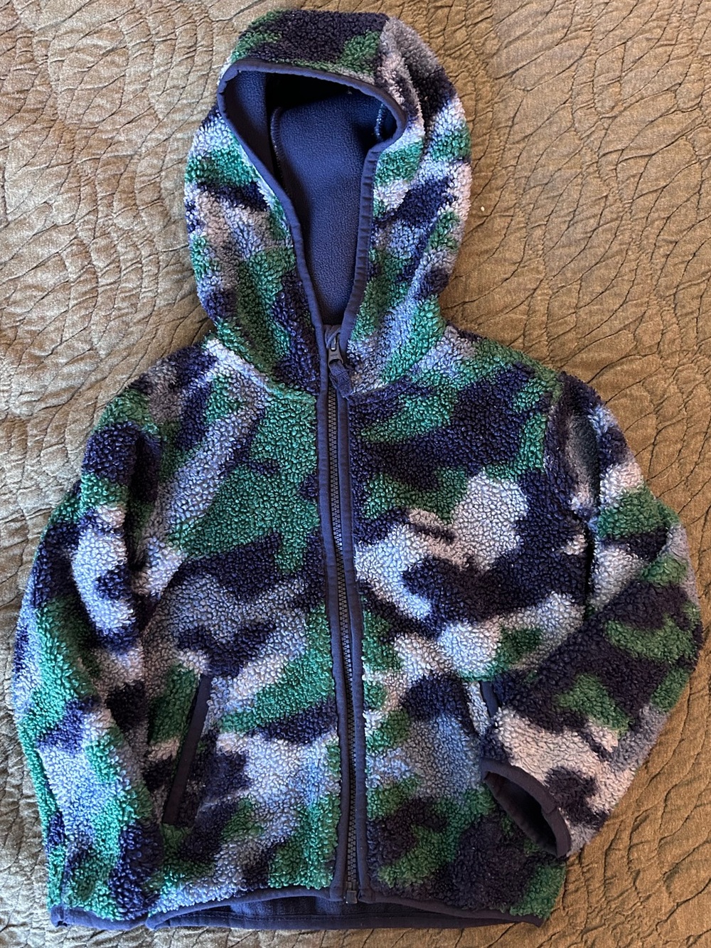 Tucker + Tate Green & Navy Camouflage Sherpa Hoodie